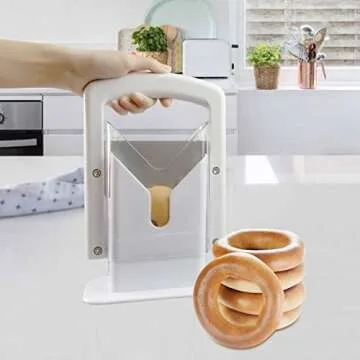 Bagel Slicer with Safety Shield and Stainless Steel Blade