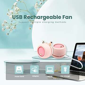 EZ Tuxedo 2023 Newst Personal Fans Portable Rechargeable,Cooling Air Outlet Hands Free Cooling Fan with 3 Speeds Bladeless Fan, Clip On with Clothing,Mini USB Fan for Indoor Outdoor (PINK)