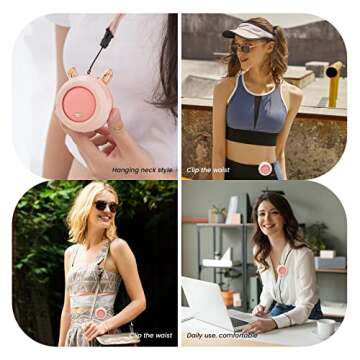 EZ Tuxedo 2023 Newst Personal Fans Portable Rechargeable,Cooling Air Outlet Hands Free Cooling Fan with 3 Speeds Bladeless Fan, Clip On with Clothing,Mini USB Fan for Indoor Outdoor (PINK)
