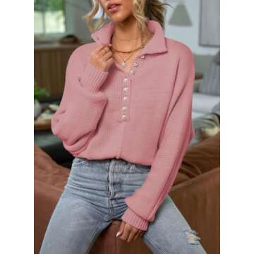EVALESS Fall V Neck Knit Oversized Sweaters for Women 2024 Trendy Fashion Casual Loose Cute Long Sle...