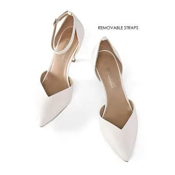 DREAM PAIRS Women’s High Heels Strappy Closed Toe Stiletto Ankle Strap Pointed Toe D'Orsay Heel Dress Wedding Party Pumps Shoes,Size 8,White/PU,SDPU2215W