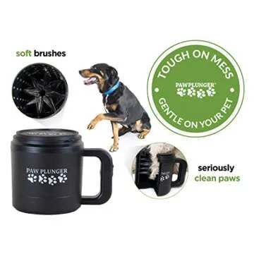 Paw Plunger – Dog Paw Cleaner - Dog and Puppy Essentials - Portable Dirty Paw Washer - Ideal for Medium Dogs - Black