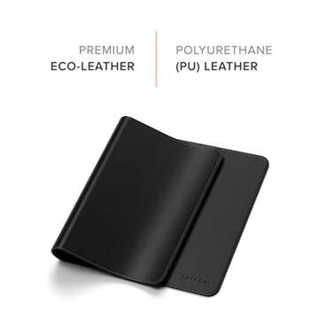Satechi Leather Desk Mat, Large Mouse Pad for Office and Home (Black, 23")