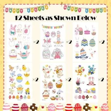 Leesgel Temporary Tattoo for Kids, Easter Eggs Chicken Tattoo Stickers, Luminous Kids Tattoos for Fi...