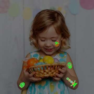 Leesgel Temporary Tattoo for Kids, Easter Eggs Chicken Tattoo Stickers, Luminous Kids Tattoos for Filler Easter Egg Basket Stuffers Easter Party Favors Decorations Supplies School Rewards