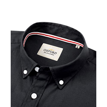 Men's Solid Black Oxford Shirt - Long Sleeve, Button-Down