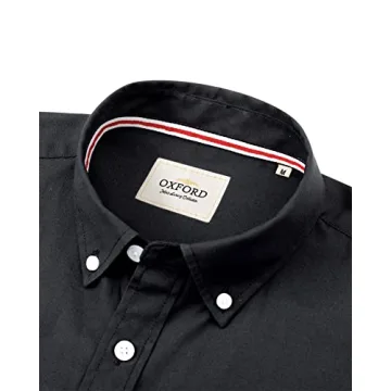 Men's Solid Black Oxford Shirt - Long Sleeve, Button-Down