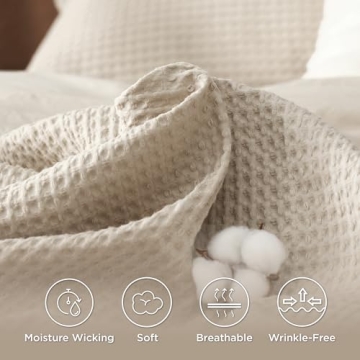 Bedsure Cotton Waffle Weave Duvet Cover for Comfort
