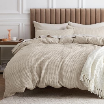 Bedsure Cotton Waffle Weave Duvet Cover for Comfort