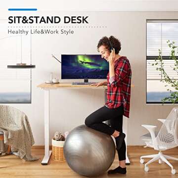 FLEXISPOT E6 Essential Bamboo 3 Stages Dual Motor 60x30 Inch Electric Height Adjustable Standing Desk Whole-Piece Board Desk Sit Stand Up Desk (White Frame + Bamboo Desktop)