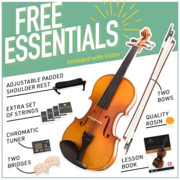 Mendini MV400 Full Size Violin Set - Perfect for Beginners