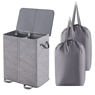 Lifewit Double Laundry Hamper with Lid and Removable Bags