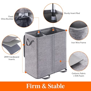 Lifewit Double Laundry Hamper with Lid and Removable Bags