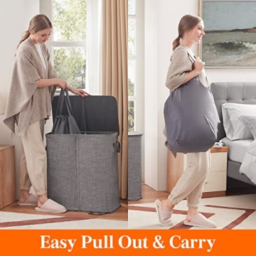 Lifewit Double Laundry Hamper with Lid and Removable Bags