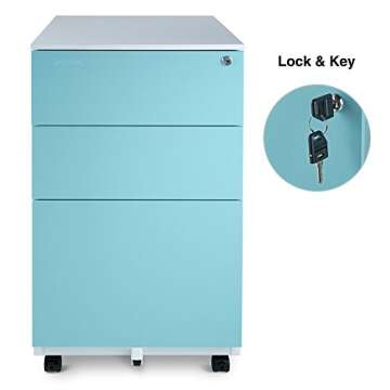 Aurora FC-103BL Mobile File Cabinet with Lock in Modern Design