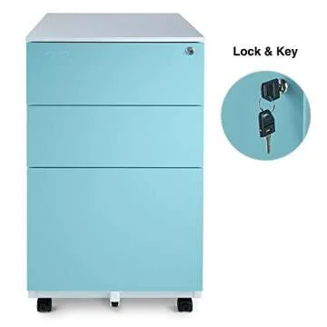 Aurora FC-103BL Mobile File Cabinet with Lock in Modern Design
