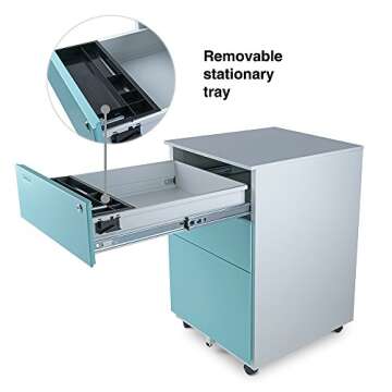 Aurora FC-103BL Mobile File Cabinet with Lock in Modern Design