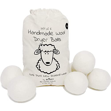 Wool Dryer Balls XL 6-Pack - 100% Pure New Zealand Wool, Ecoigy Natural Fabric Softener, Reduces Wri...