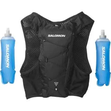 Salomon ACTIVE SKIN 4 Running Hydration Pack with flasks, BLACK, S