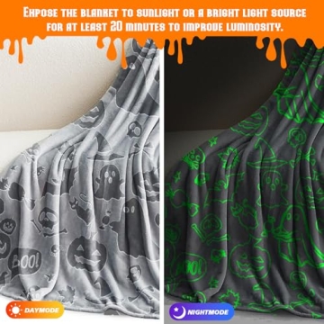 KAKWACO Halloween Glow in the Dark Blanket for Kids