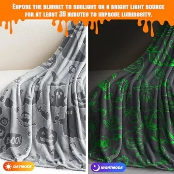 KAKWACO Halloween Glow in the Dark Blanket for Kids