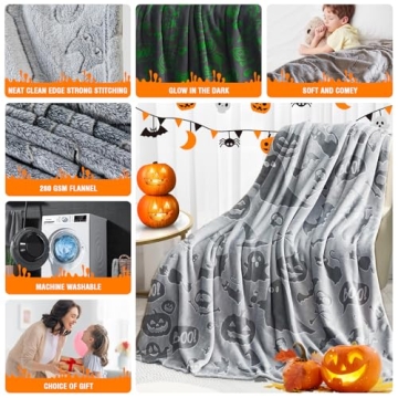 KAKWACO Halloween Glow in the Dark Blanket for Kids