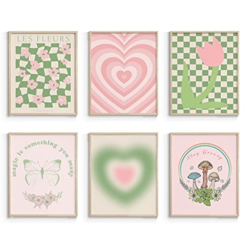 InSimSea Green and Pink Wall Art Set for Living Room