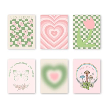 InSimSea Green and Pink Wall Art Set for Living Room