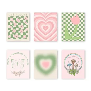 InSimSea Green and Pink Wall Art Set for Living Room