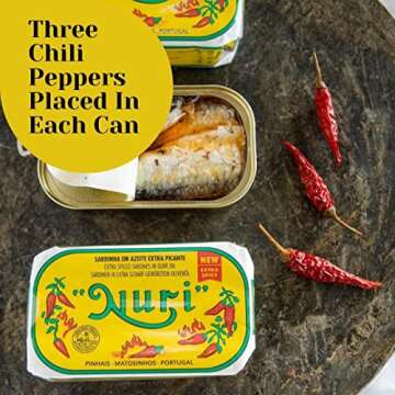 NURI Portuguese Sardines in Extra Spiced Olive Oil - 4 Pack - (4.4 oz cans)