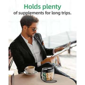 PULIV Portable Pill Dispenser Bottle, Vitamin Organizer with 7 Compartments, Holds Plenty of Supplements with Anti-Mixing & Wide Openings Design, Easy to Retrieve Meds, Includes 20 Pcs Sticky Labels