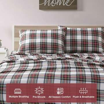 Comfort Spaces King Cotton Flannel Plaid Bedding Set