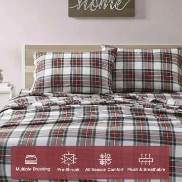 Comfort Spaces King Cotton Flannel Plaid Bedding Set