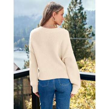 LILLUSORY Women's Cropped Cardigan Oversized Button Sweaters 2025 Fall Trendy Knit Dressy Fashion Outfits Apricot S