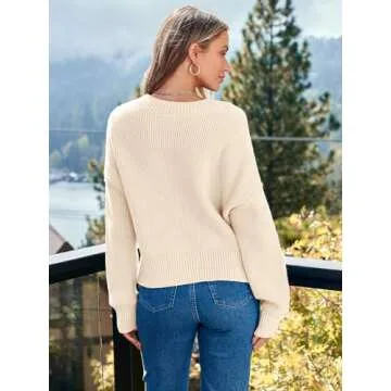 LILLUSORY Women's Cropped Cardigan Oversized Button Sweaters 2025 Fall Trendy Knit Dressy Fashion Outfits Apricot S