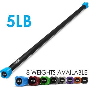 Yes4All Total Body Workout Weighted Pilates Bar – 5lbs for Exercise, Yoga & Strength Training