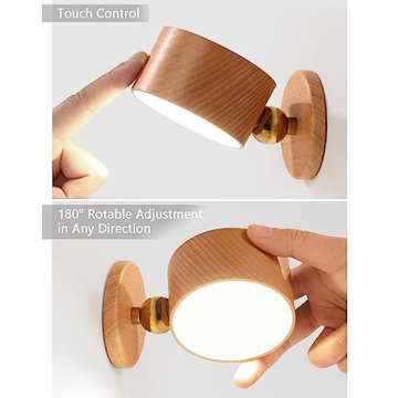 Chilvane Wooden Wall Sconce Rechargeable LED Lamp