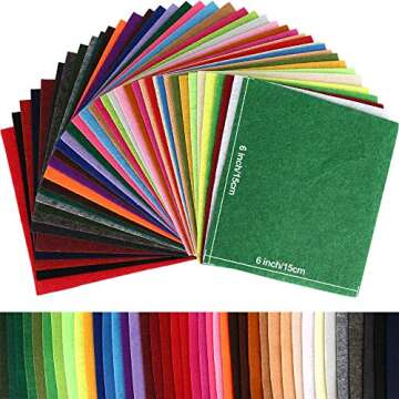 40 Pcs 6 x 6 Inches Craft Felt Fabric Sheets, Assorted Colors Non Woven Felt Sheets, Thick Felt Fabr...