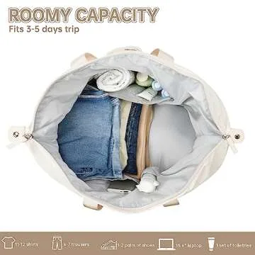 ETRONIK Weekender Bag with 15.6" Laptop Compartment, Travel Duffle Bag with Shoe Compartment & Wet Pocket, Carry On Overnight Bag with Toiletry Bag for Women, Gym Tote Bag Hospital Bag, Beige