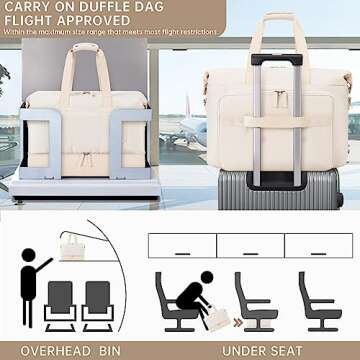 ETRONIK Weekender Bag with 15.6" Laptop Compartment, Travel Duffle Bag with Shoe Compartment & Wet Pocket, Carry On Overnight Bag with Toiletry Bag for Women, Gym Tote Bag Hospital Bag, Beige