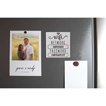 White Black WiFi Password Sign Fridge Magnet, WiFi Sign with Black Wet Erase Pen, Magnetic WiFi Password Sign for Home, WiFi Sign for Guests, Compatible with Airbnb Essentials for Hosts, 4.75x5.0 in