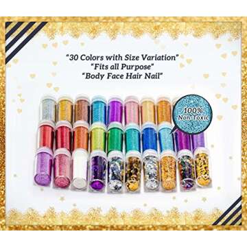 30 Colors Ultra Fine Glitter Set for Creative Arts and Crafts