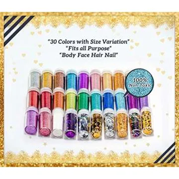 30 Colors Ultra Fine Glitter Set for Creative Arts and Crafts