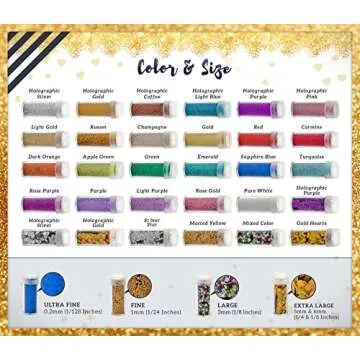 30 Colors Ultra Fine Glitter Set for Creative Arts and Crafts