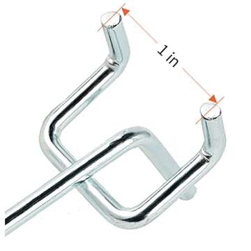 Rawall 2 Inch 50-Pack,Sturdy and Durable L Shape Galvanized Metal suitbale for 1/4 and 1/8 Pegboard Hooks with Rubber Tipped,Pegboard Hooks for Garage,Office,Kitchen,Store(Silver)