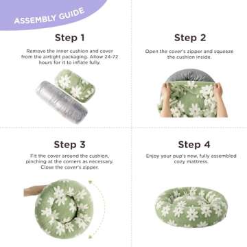 Lesure Donut Small Dog Bed - Round Cat Beds for Indoor Cats Calming Pet Beds, Cute Modern Beds with Jacquard Shaggy Plush & Anti Slip Bottom, 30 Inch, Green