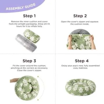 Lesure Donut Small Dog Bed - Round Cat Beds for Indoor Cats Calming Pet Beds, Cute Modern Beds with Jacquard Shaggy Plush & Anti Slip Bottom, 30 Inch, Green