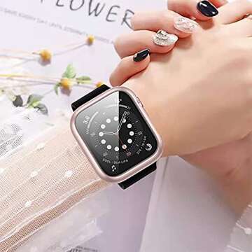 Haojavo 12 Pack Case Compatible for Apple Watch 40mm SE (2nd Gen) Series 6 5 4 SE Tempered Glass Screen Protector, Full Hard PC Scratch Resistant Bumper Protective Cover for iWatch Accessories