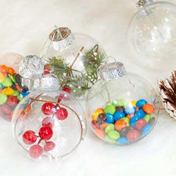Rocinha 12 Pcs Clear Christmas Ornaments for Crafting