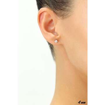 14k Yellow Gold Solitaire Round Cubic Zirconia CZ Stud Earrings with Gold butterfly Pushbacks (4mm)?...